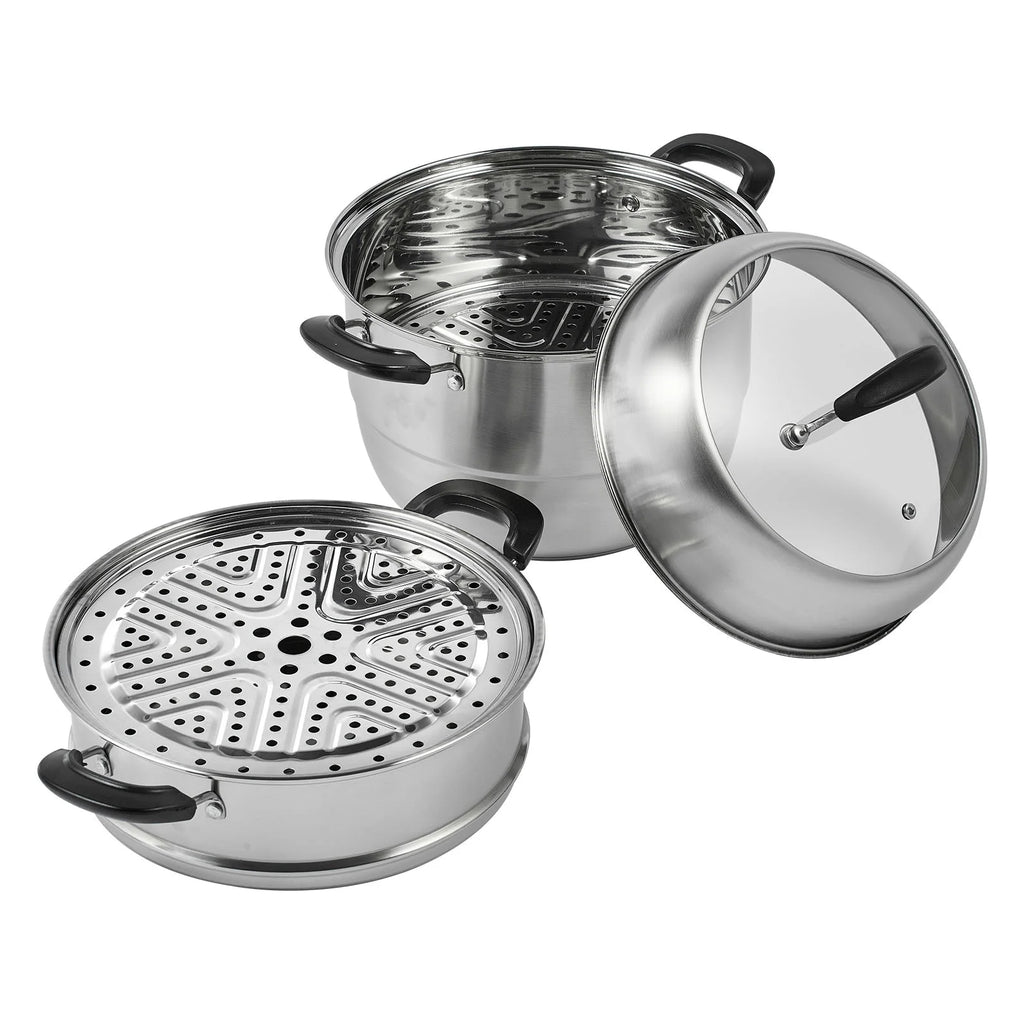 3 Tier 8.5QT 304 Stainless Steel Steamer Pot with 2 Steaming Tray A724586