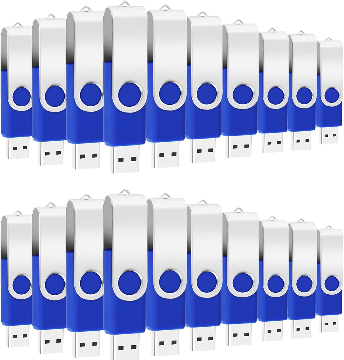 Blue Metal Swivel USB 2.0 Flash Drives 20 Pack T56949
