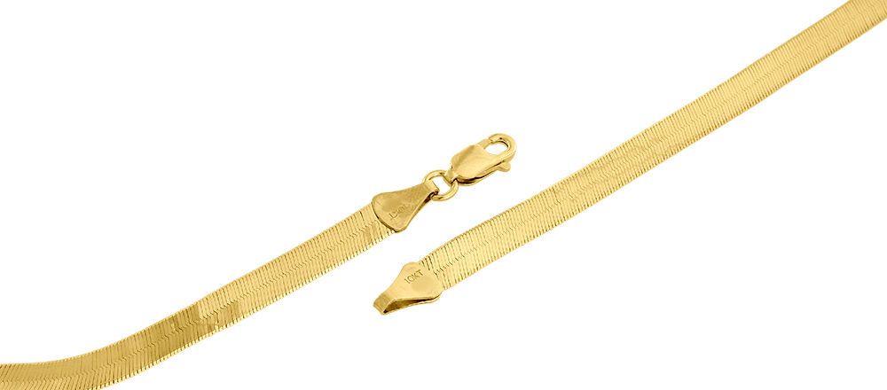 10K Yellow Gold Silky Herringbone Chain Necklace, 20 Inches F25008