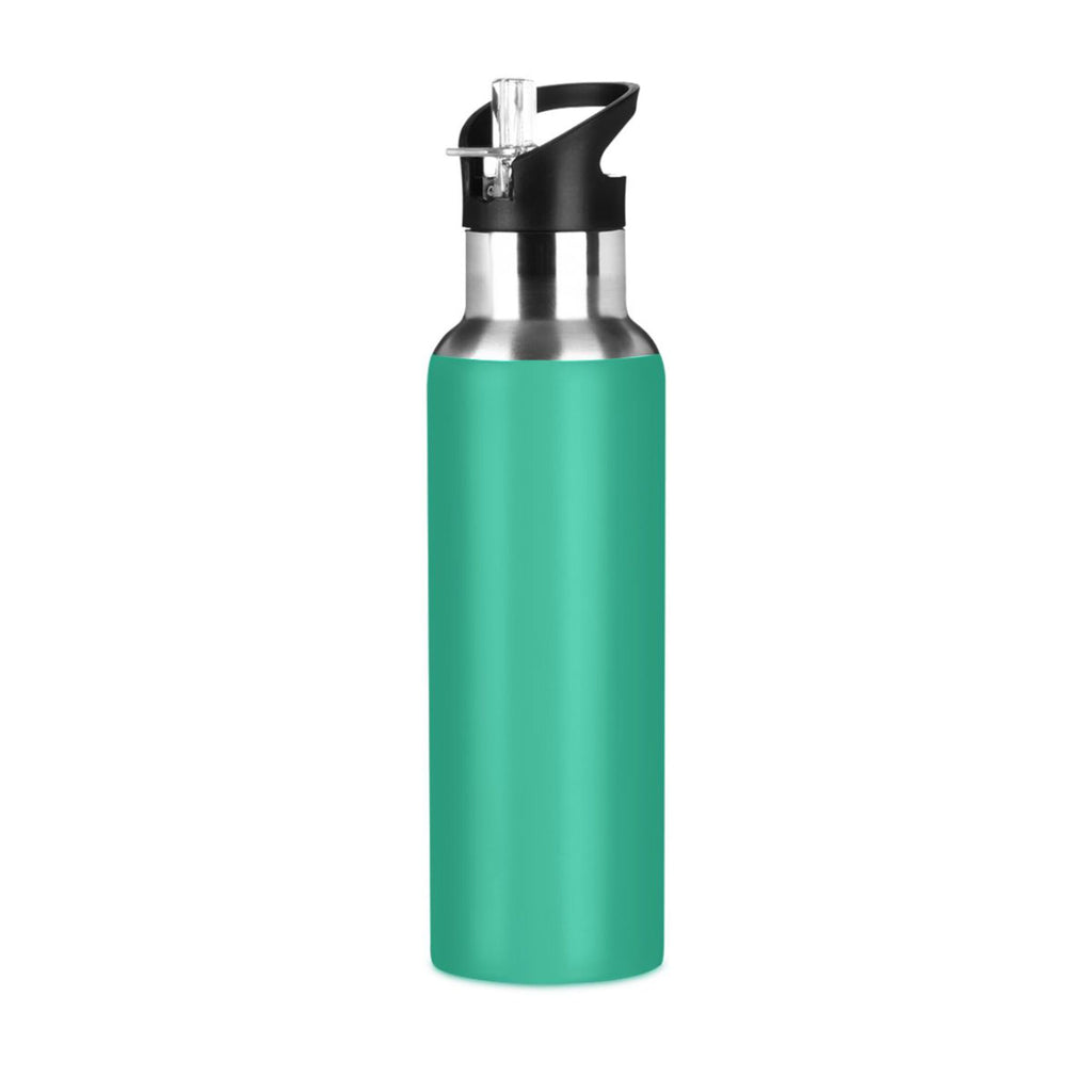Green Solid 20 OZ Stainless Steel Vacuum Insulated Water Bottle with Straw Lid J496967