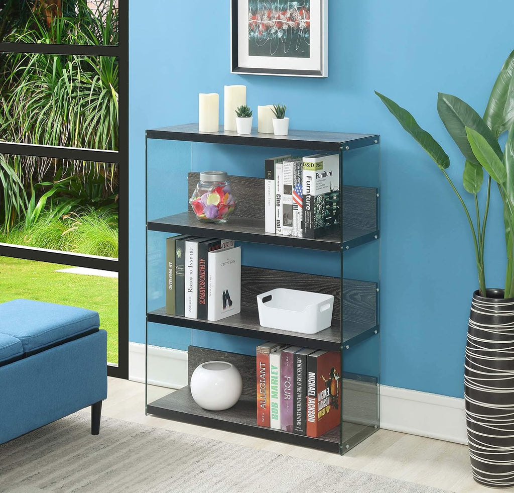 White Faux Marble 4 Tier Bookcase S739547