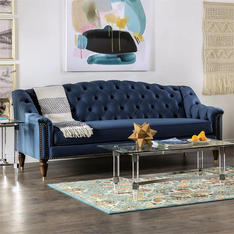 Blue Fabric Tufted 2-Piece Sofa Set X259