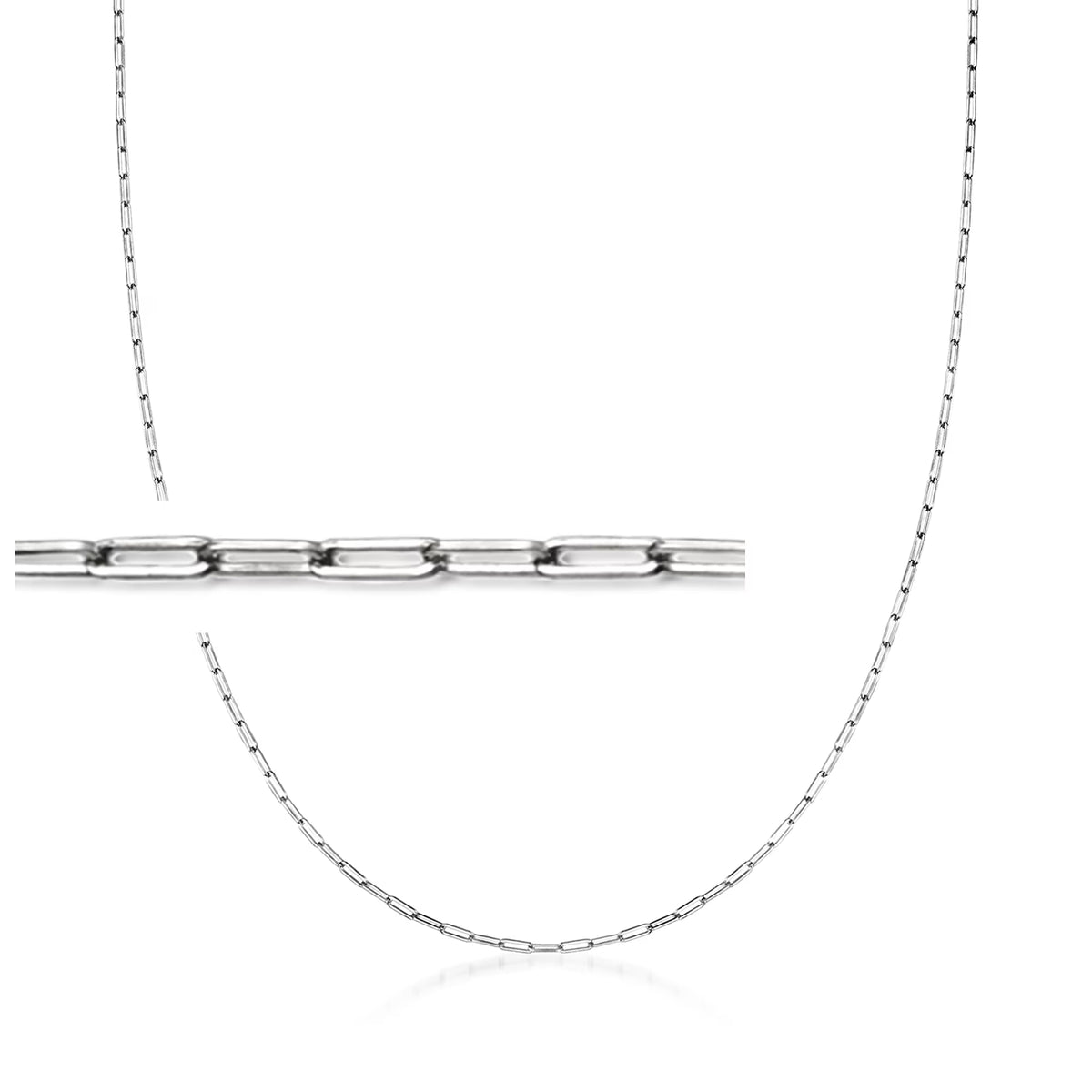 14kt White Gold Paper Clip Link Necklace K7801