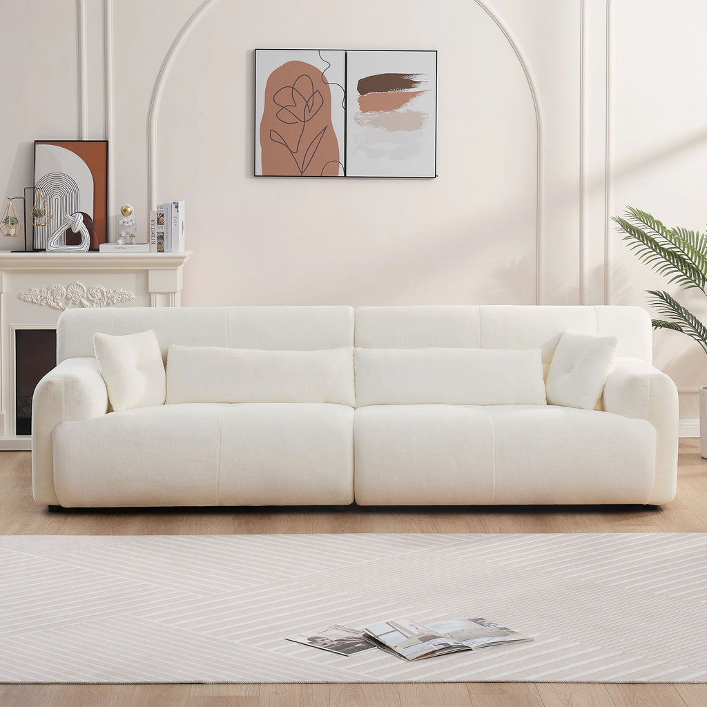 Beige Faux Rabbit Fur Sofa S283