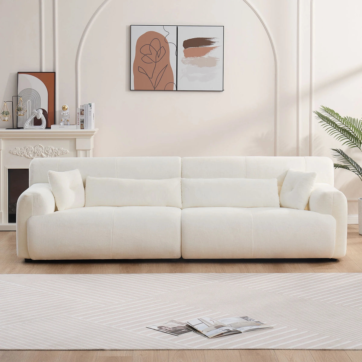 Beige Faux Rabbit Fur Sofa S283