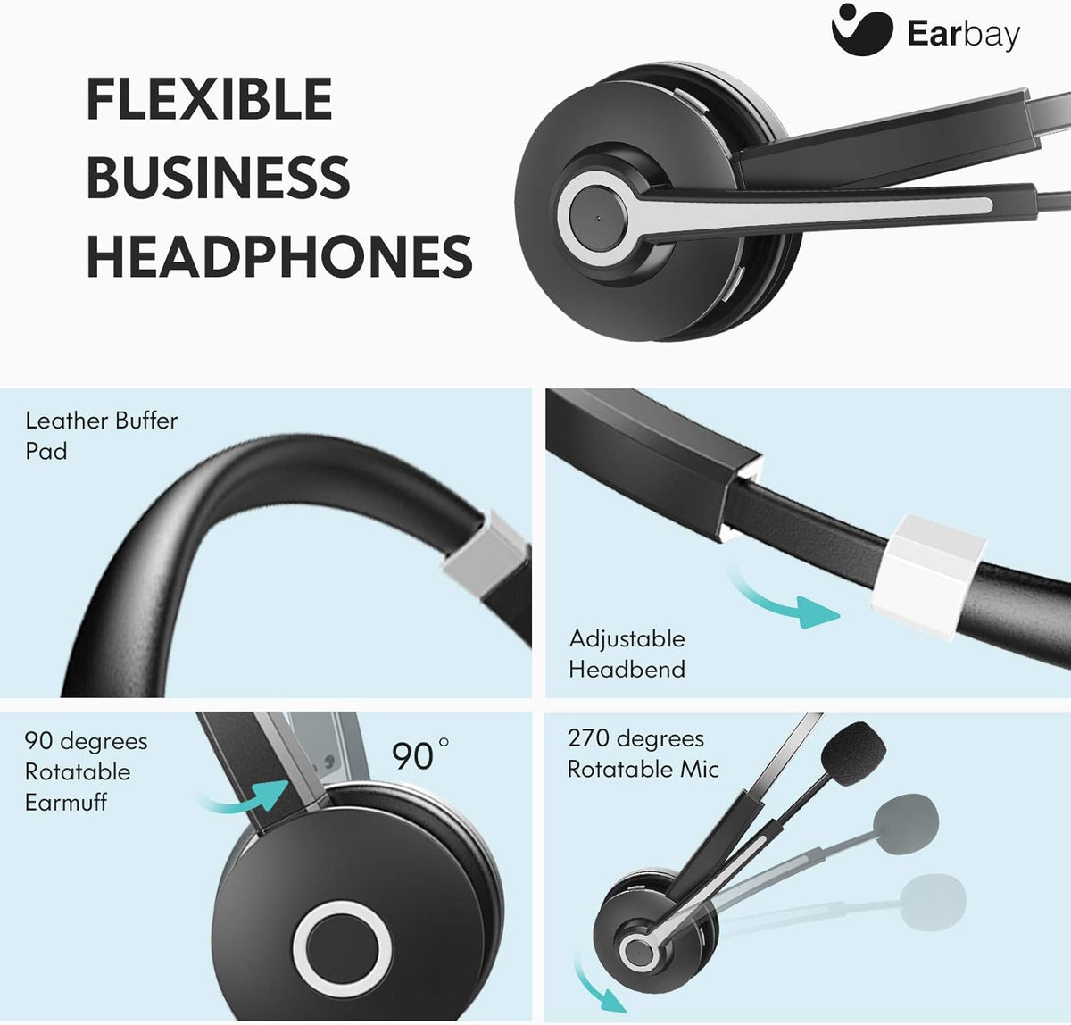 USB Computer Headset with Microphone, 3.5mm Wired Stereo Noise Cancelling Corded Desktop Headphones with Mic & Mute I5801