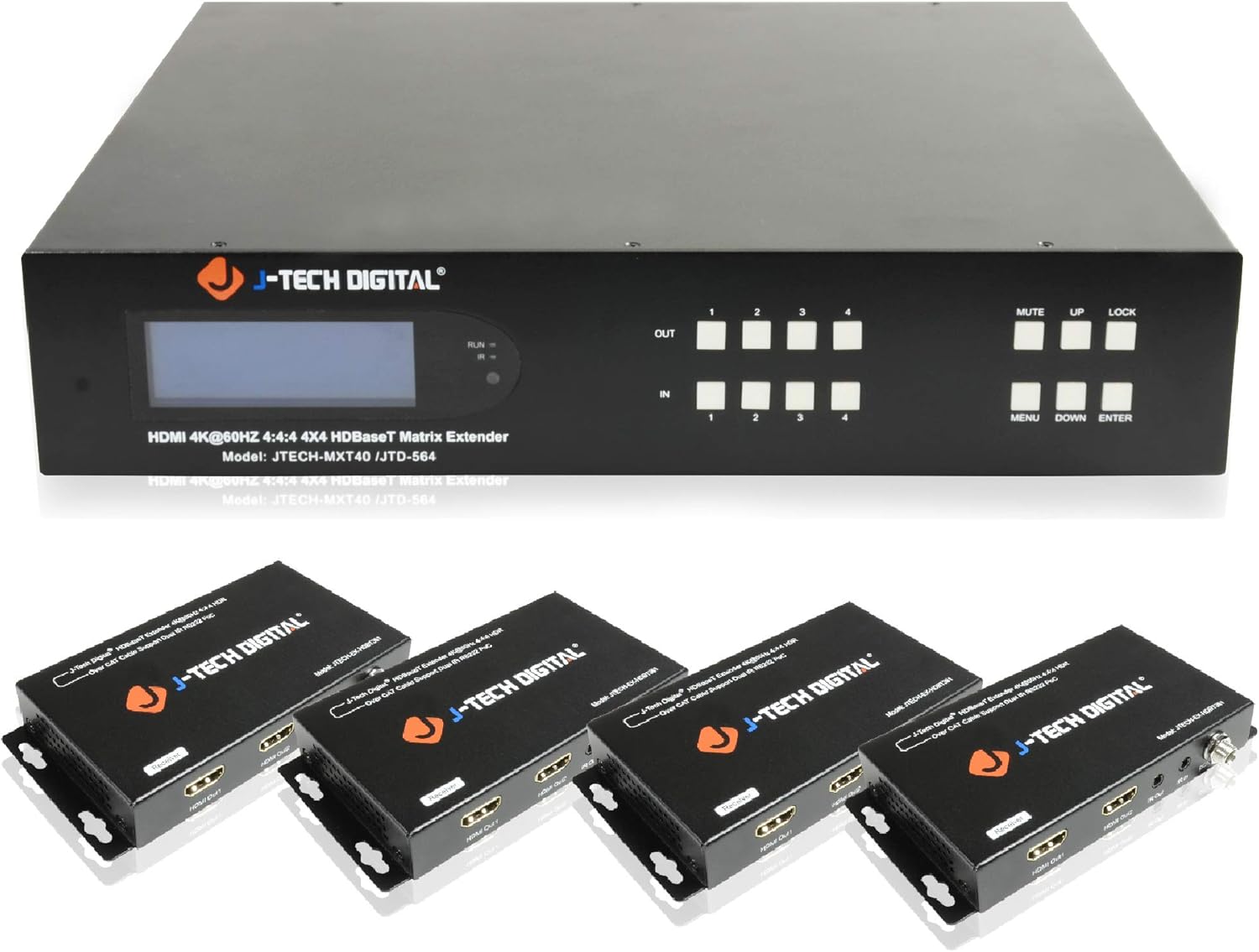 4x4 Matrix Extender Switcher with 4 PoC Receivers P3833