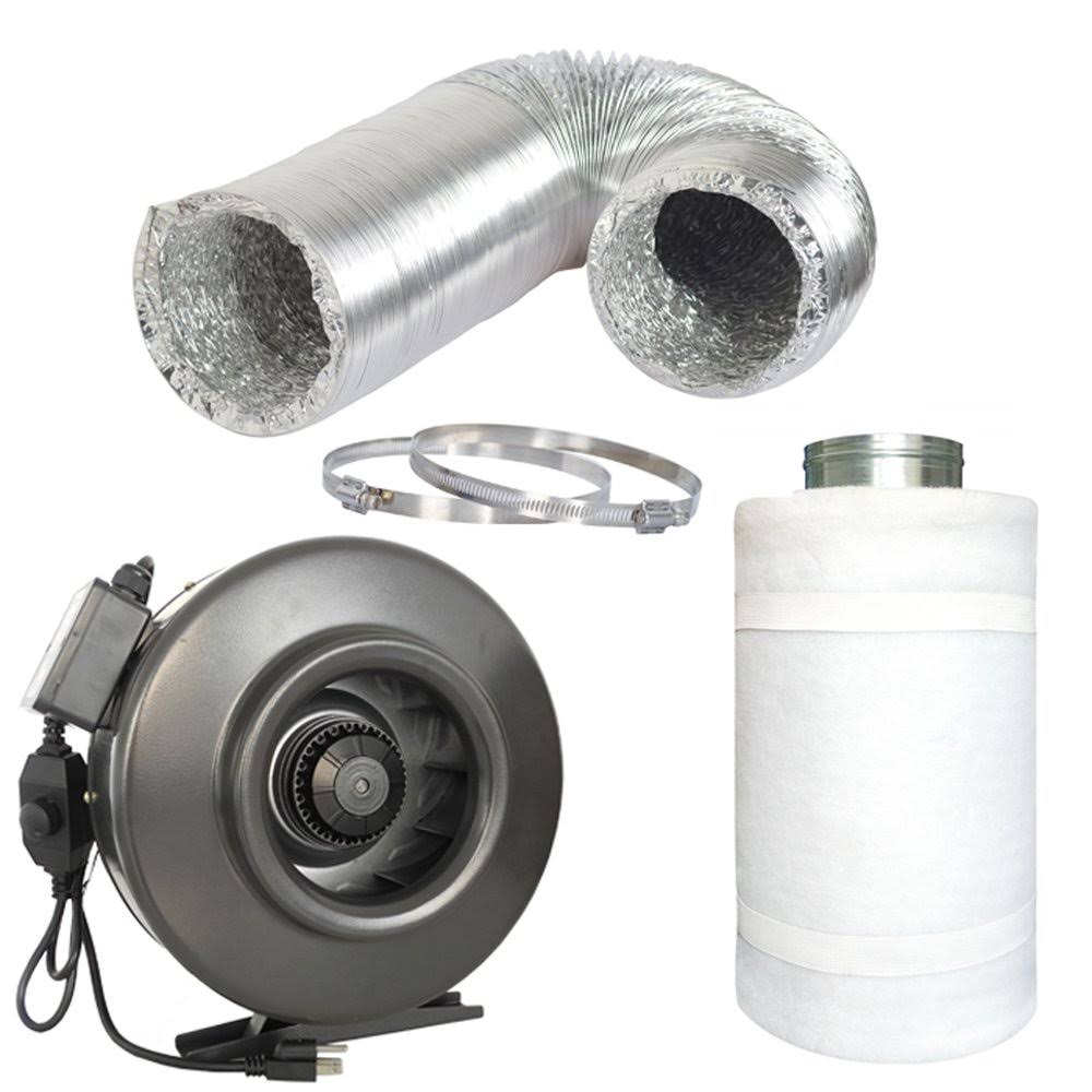 8-Inch Centrifugal Inline Duct Fan with Carbon Filter and Aluminum Ducting V8265