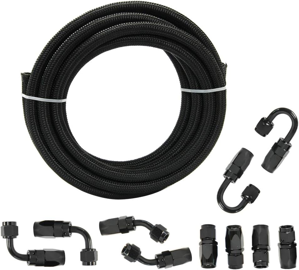 1/2" 8AN 16FT Nylon Stainless Steel Braided Fuel Line Kit C393970