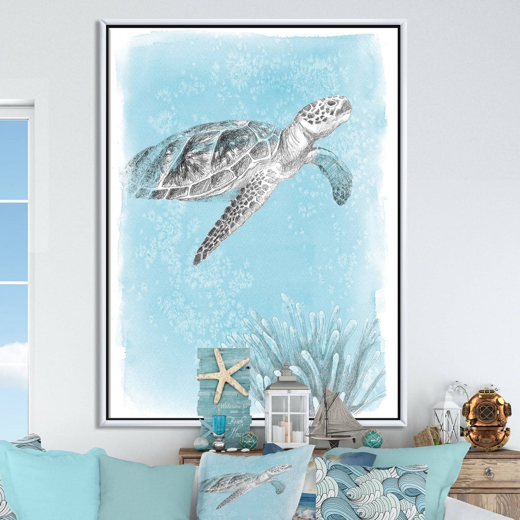 Grey Blue Framed Canvas G211282