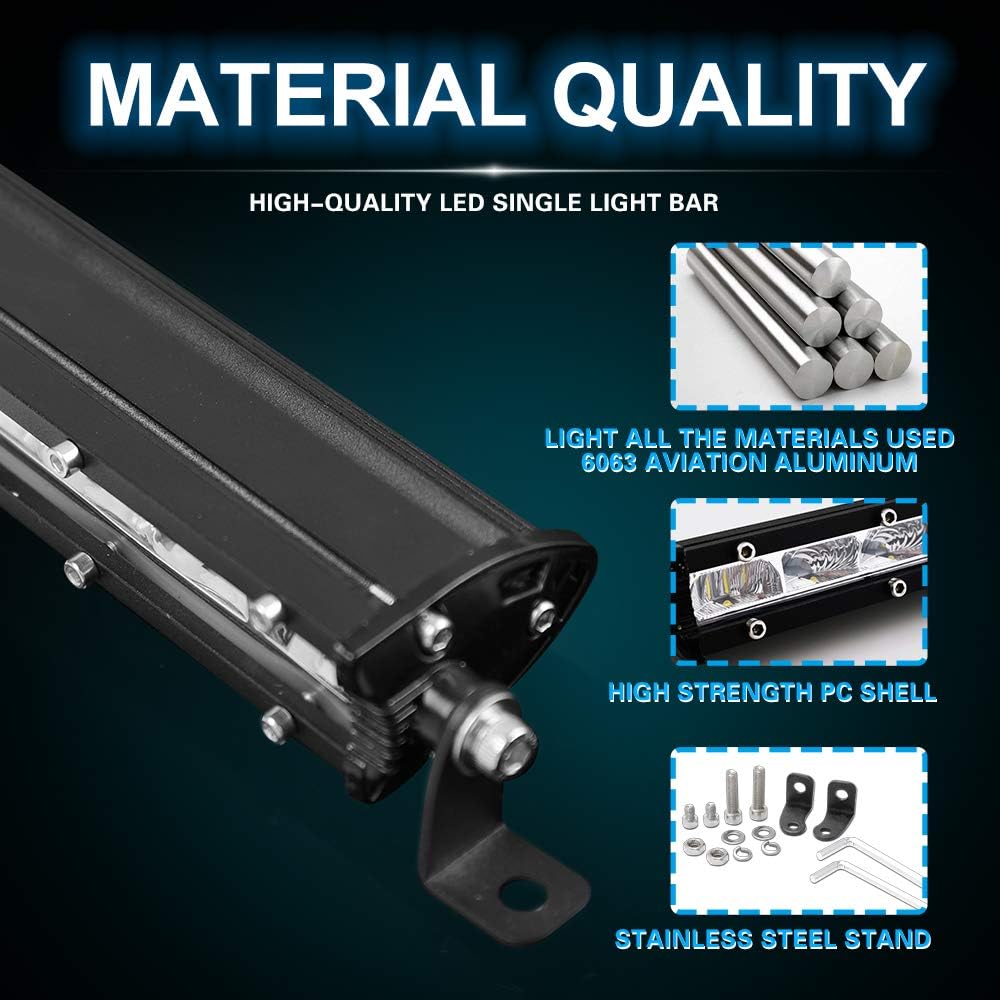 20 inch Single Row LED Light Bar Spot Flood Combo Beam 12V 24V Off Road Work Light Pack of 2 X948517