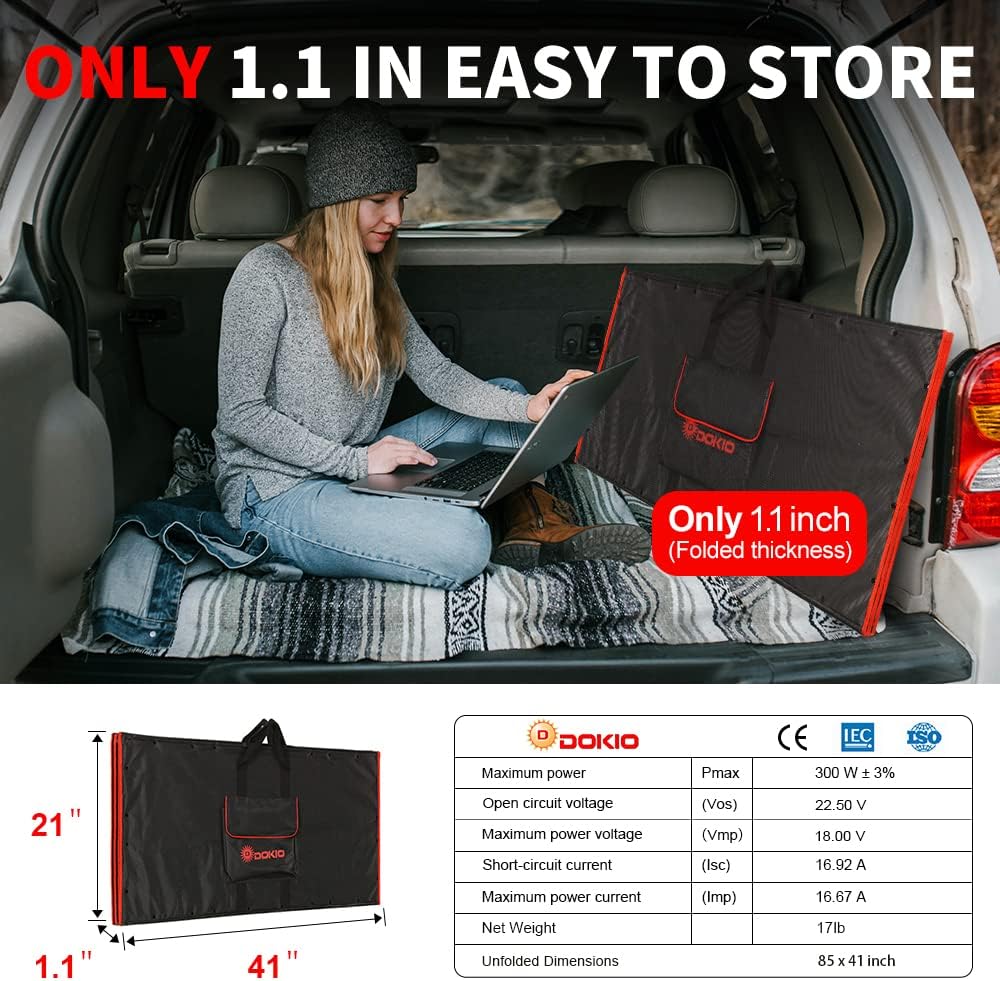300W 18V Portable Folding Solar Panel with 2 USB Outputs O2929