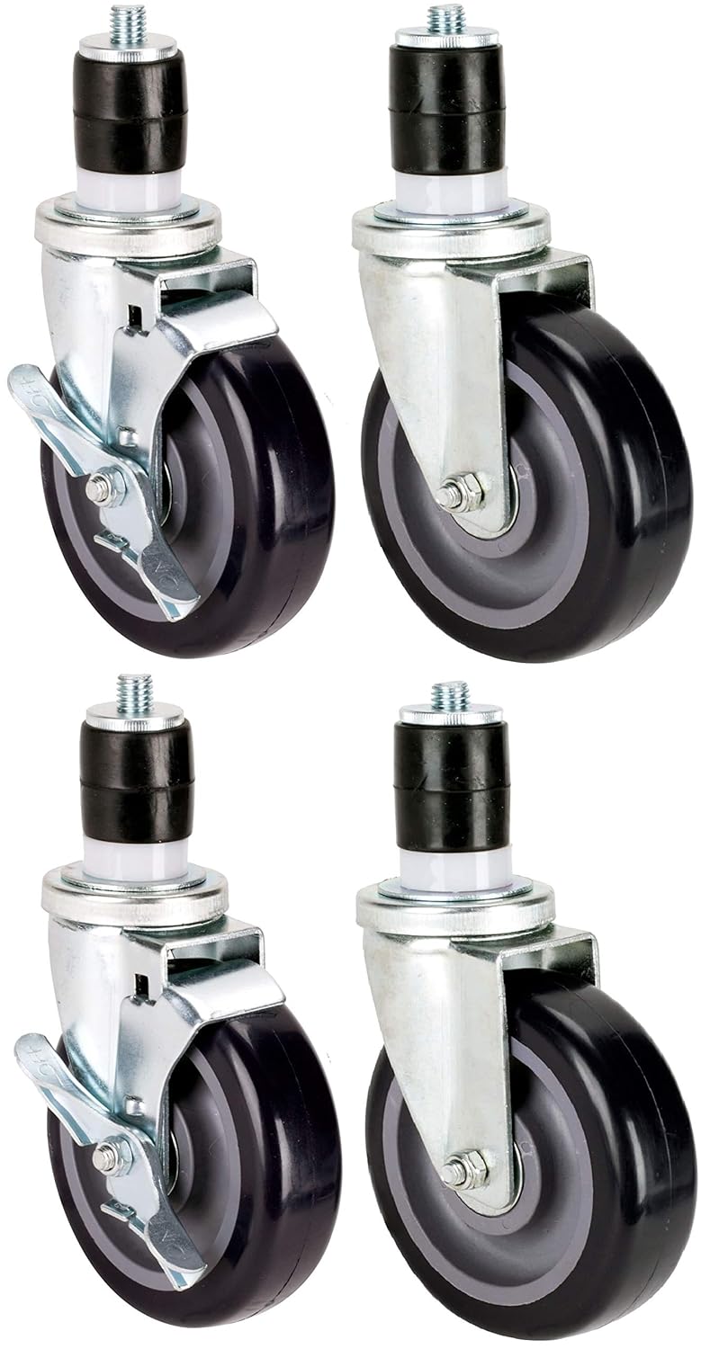 Set of 4 Expanding Stem Casters with and Without Brakes R97293
