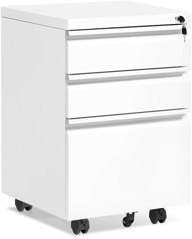 Black 3 Drawer Rolling Steel File Cabinet R85761