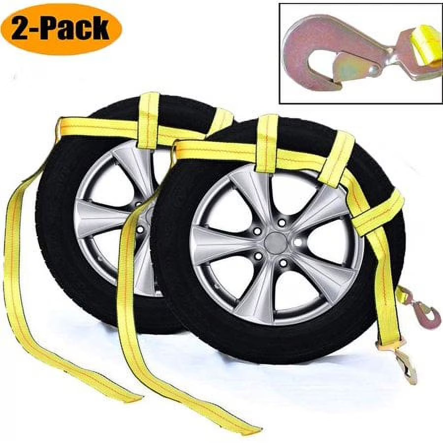 Tow Dolly Basket Strap with Twisted Snap Hooks, 2 inch Webbing, 12,000 lbs Breaking Strength, Tire Bonnet & Tire Net Q75084