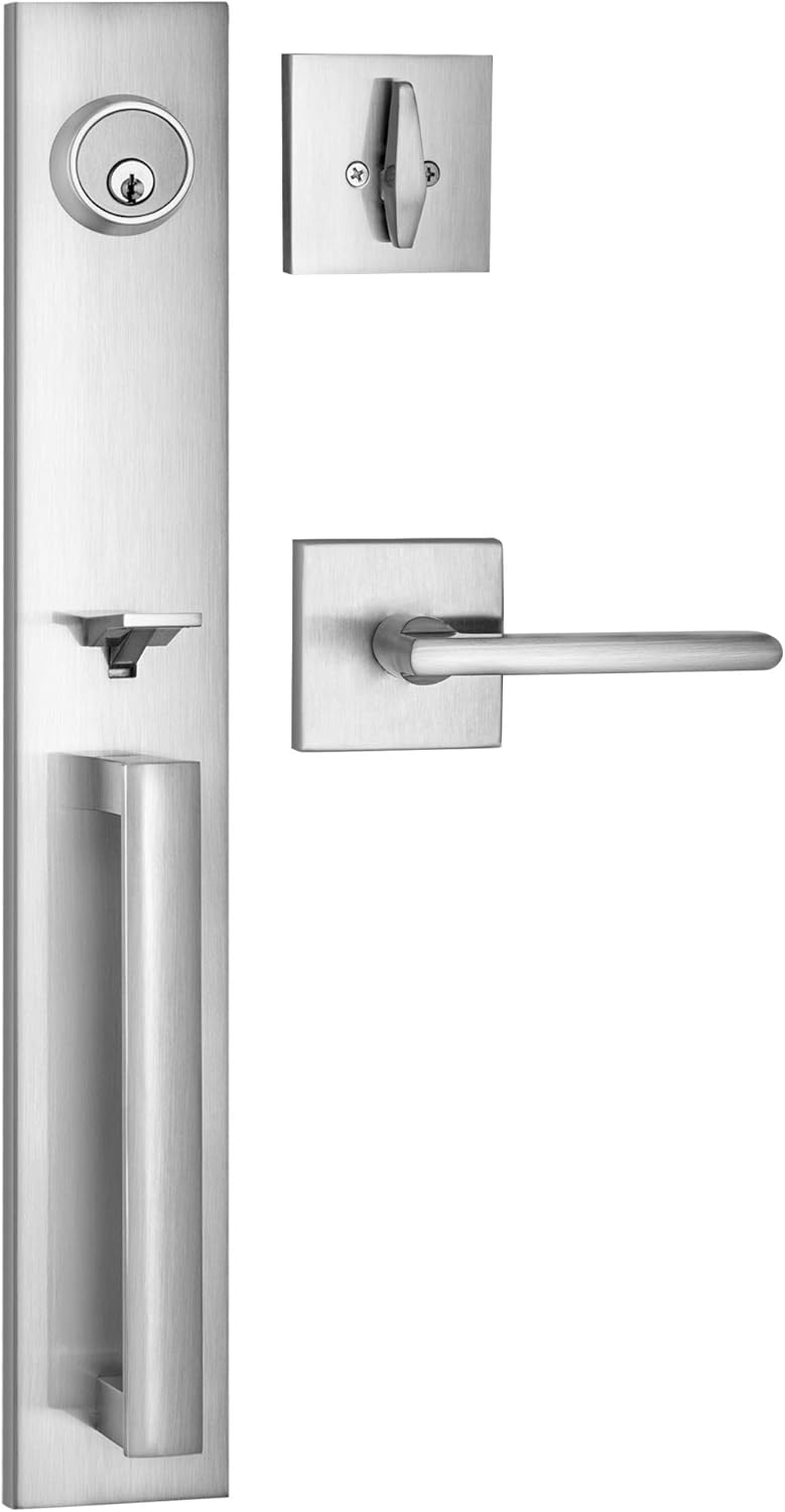 Slim Square Single Cylinder Deadbolt and Lever Entry Handle Set P35813