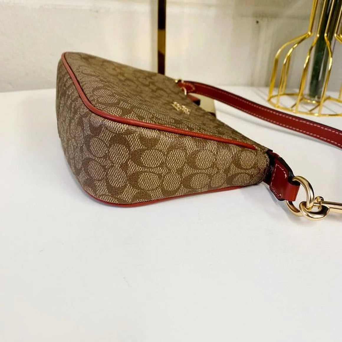 Khaki Terracotta Colorblock Canvas Bag L5609