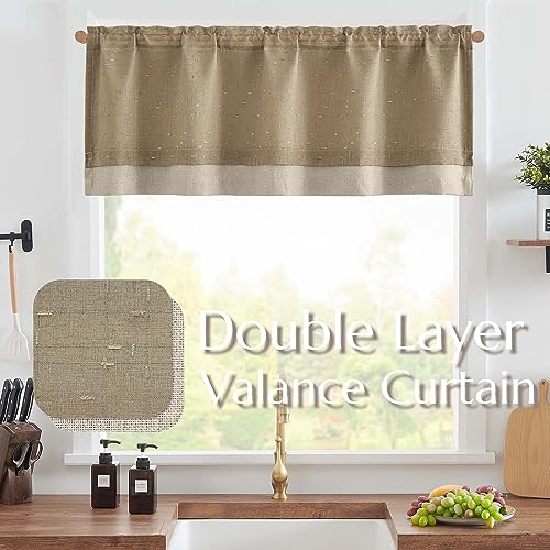 Beige Linen Sheer Valance 18 Inch Rod Pocket 1 Panel Y198