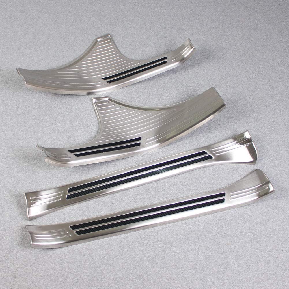 Silver Stainless Door Sill Scuff Plate Guard Cover Trims B498