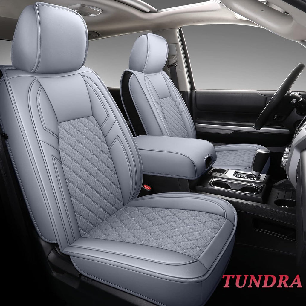 Gray Leather Seat Covers Full Set 5PCS D349250