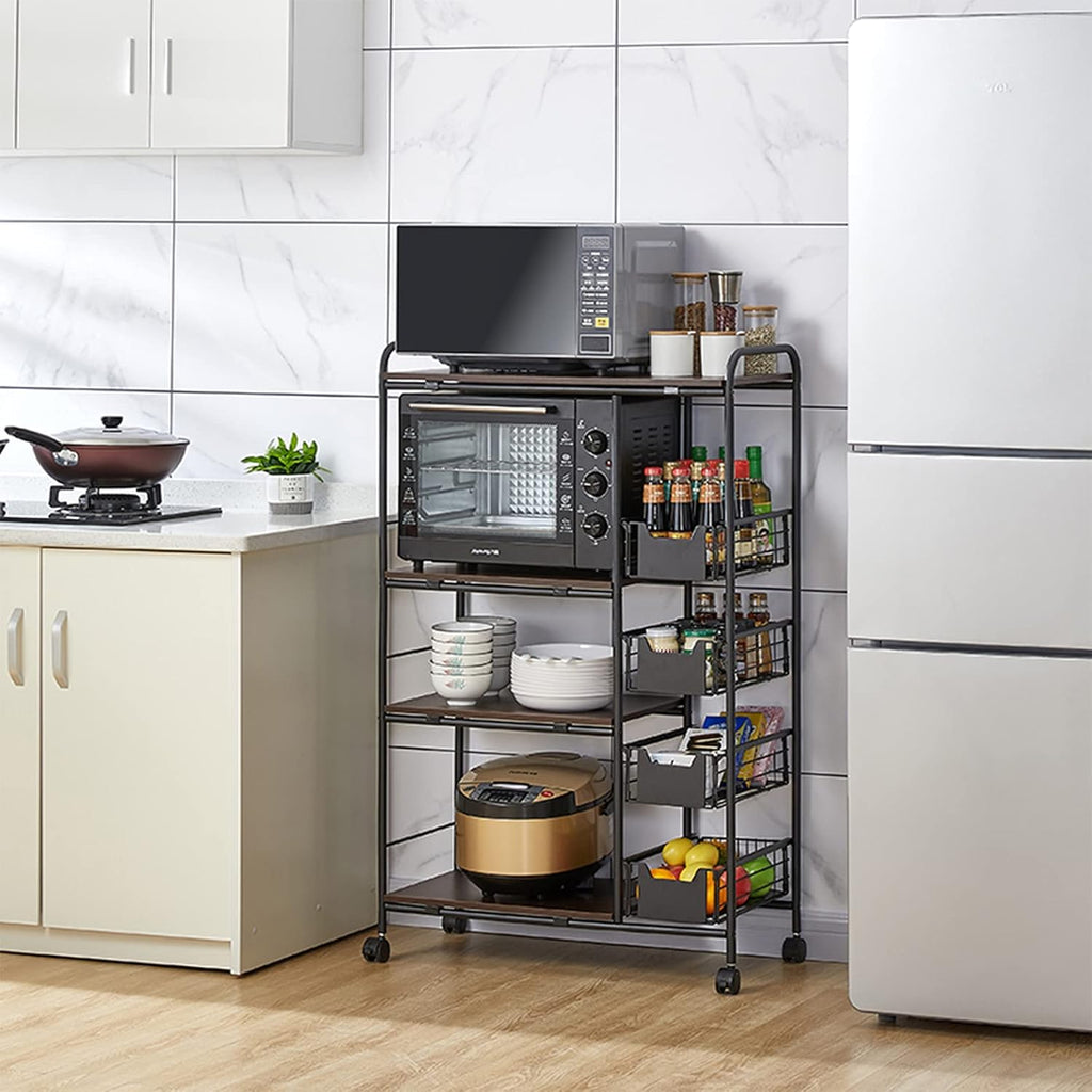Kitchen Standing Bakers Rack with Storage Basket O4435