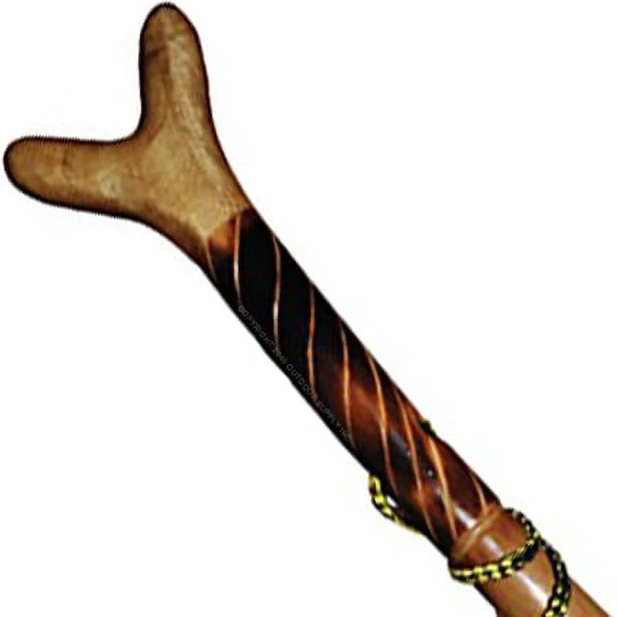 Natural Wood Walking Stick with Steel Spike and Metal-Reinforced Tip Cover, 55" D507