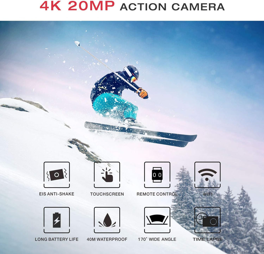 4K Waterproof Action Camera with 2 Batteries H880050