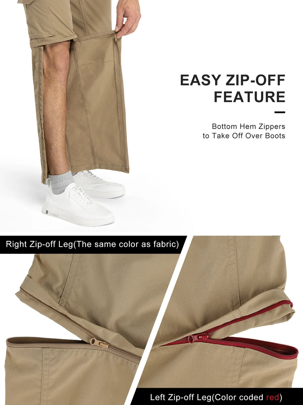 Convertible Quick Dry Stretch Zip-Off Lightweight Cargo Pants X5962