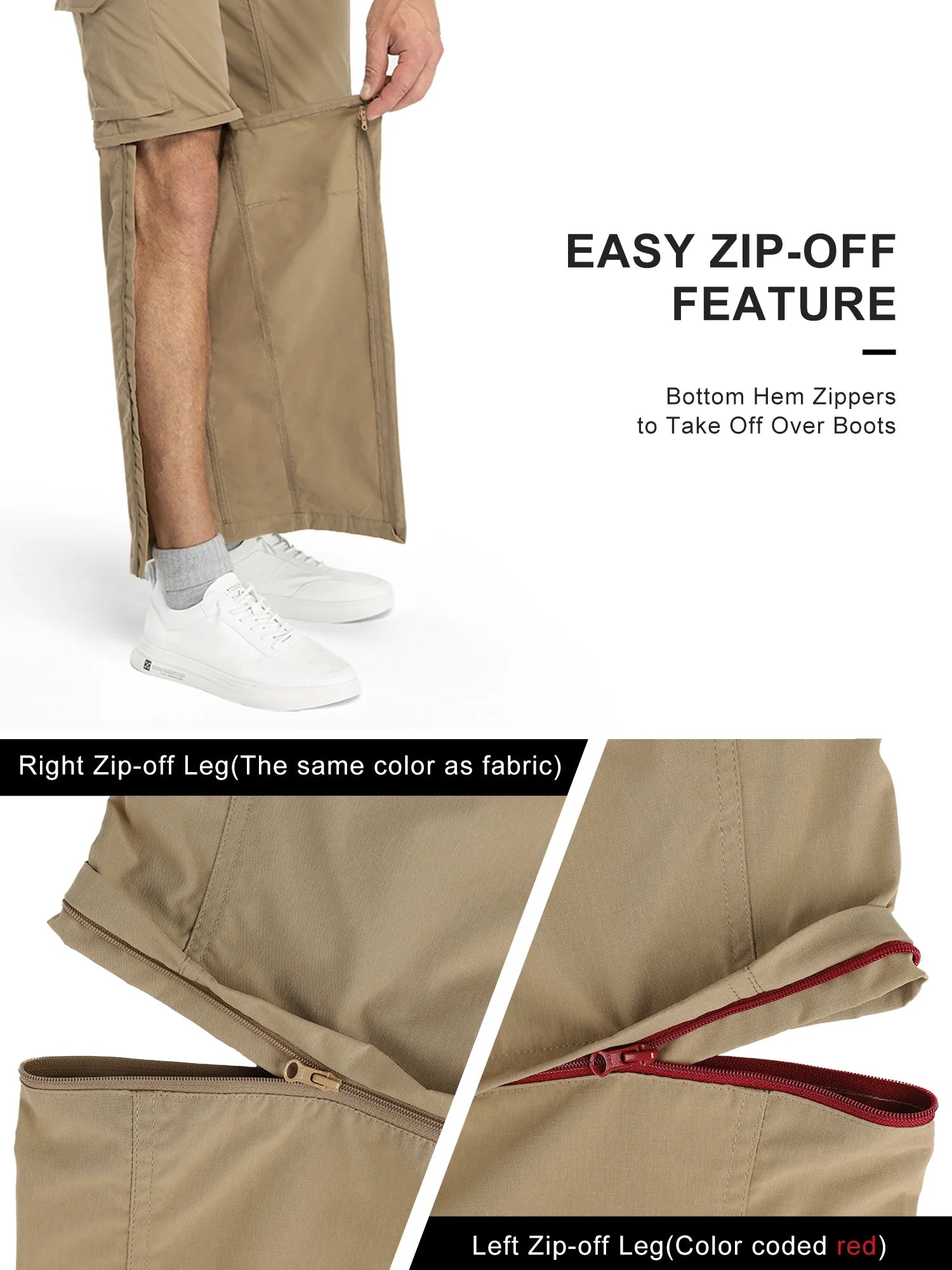 Convertible Quick Dry Stretch Zip-Off Lightweight Cargo Pants X5962