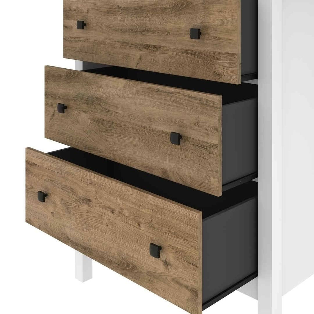 Walnut Grey White 3-Drawer Dresser O77022