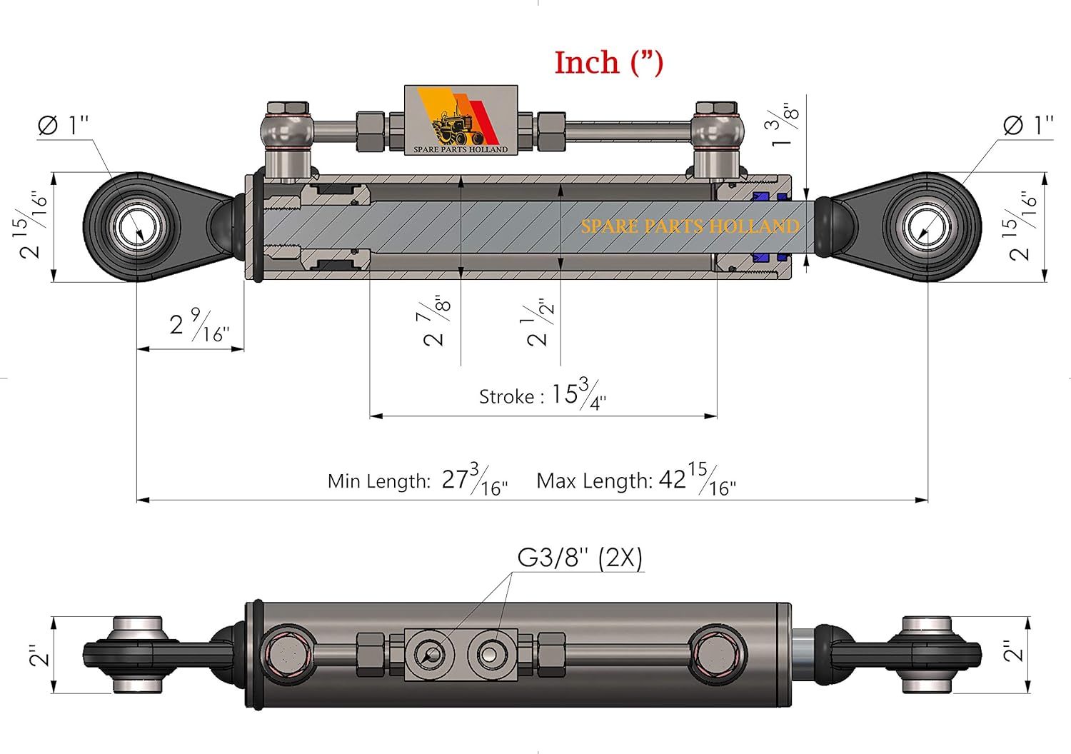 Hydraulic Top Link Cat. 2-2 with Locking Block G782114