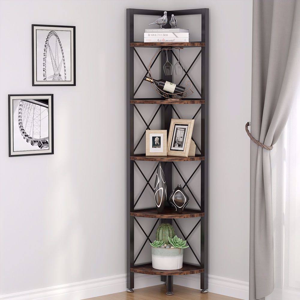 5 Tier Corner Shelf Brown Q11596