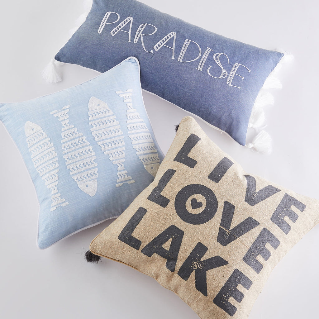 Decorative Pillow 20 x 20in Natural and Blue U85792