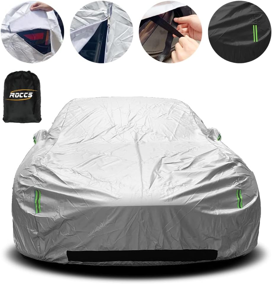 Car Cover with Reflective Strips for Tesla Model 3, Pack of 2 I1612