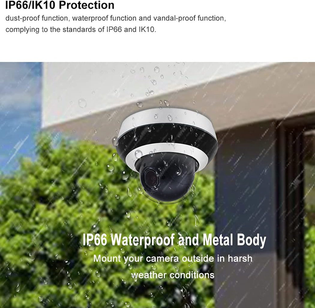 4MP PTZ IP Camera with 4X Optical Zoom, 66ft IR Night Vision, Built-in SD Slot G522