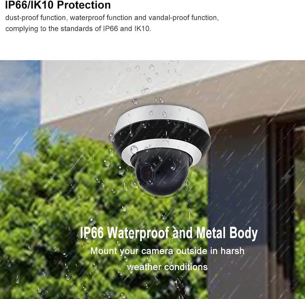 4MP PTZ IP Camera with 4X Optical Zoom, 66ft IR Night Vision, Built-in SD Slot G522