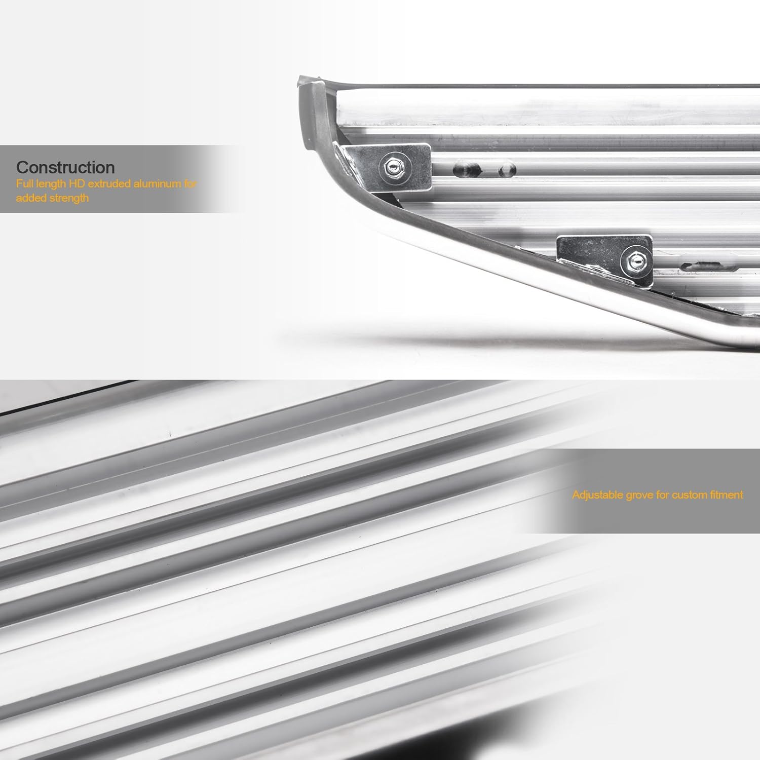 Black Aluminum Running Boards with Chrome Trim C973