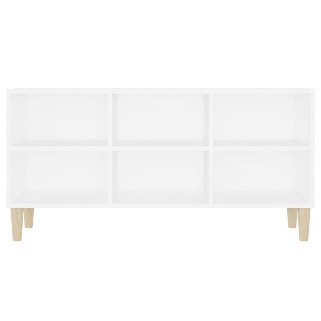 White TV Cabinet with Solid Wood Legs D5369