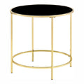 Brass Coating Round Glass Top End Table K30870