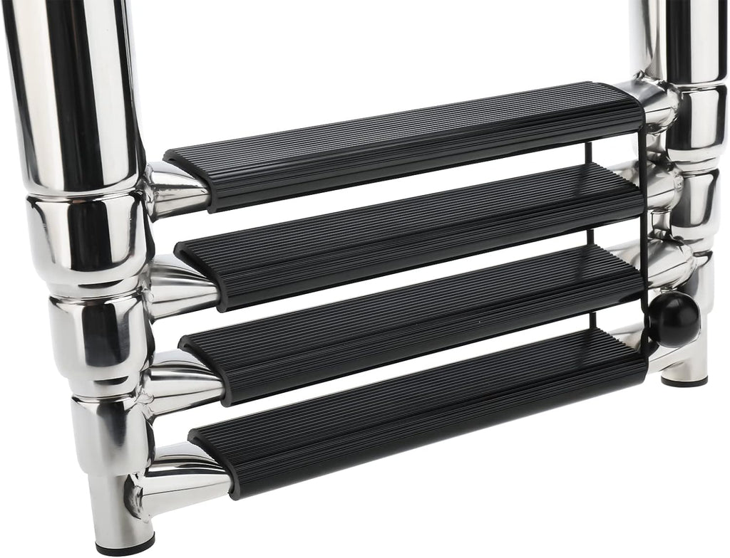 4 Step Folding 316 Stainless Steel Telescoping Boat Ladder with Retaining Strap, 900 Pound Capacity, Pack of 2 F89965