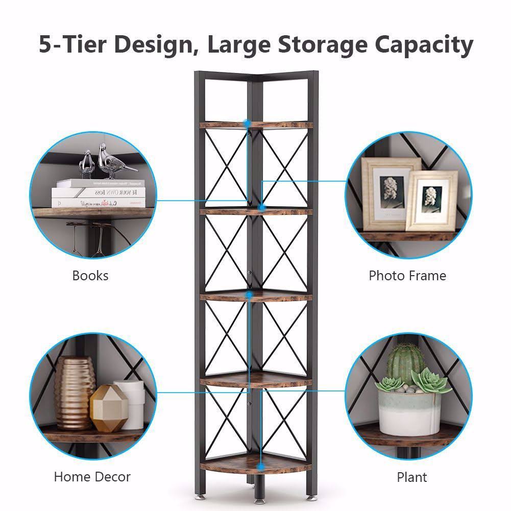5 Tier Corner Shelf Brown Q11596