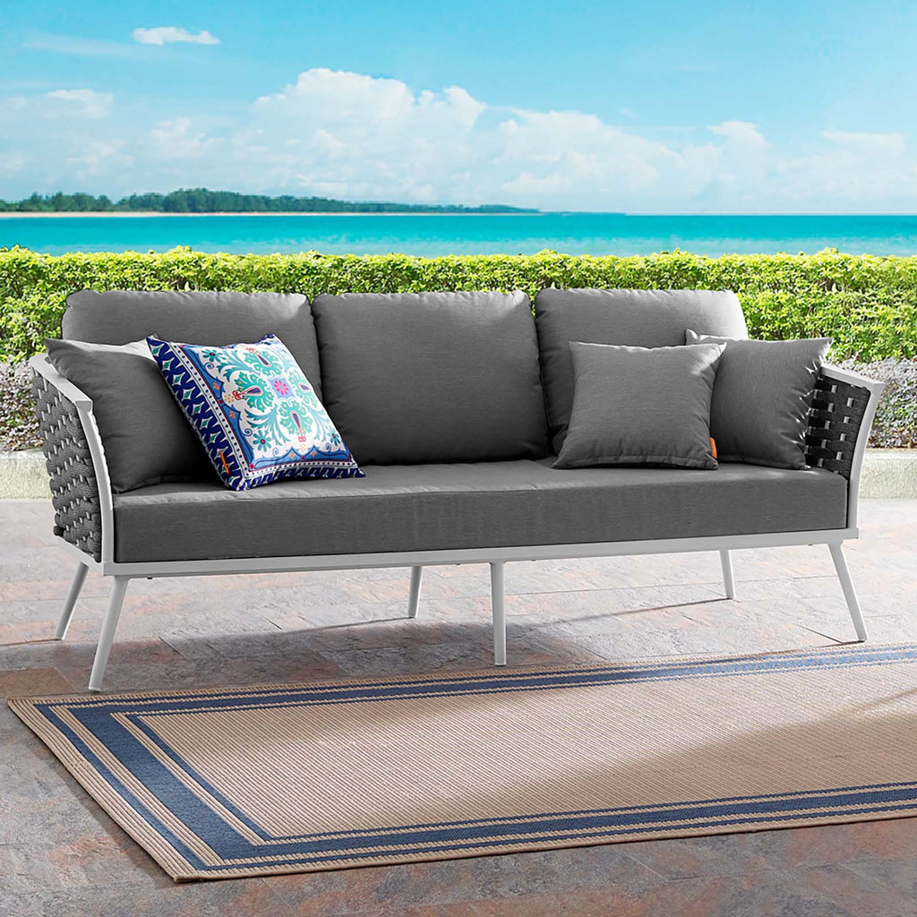 White Gray Aluminum Outdoor Patio Sofa J252624