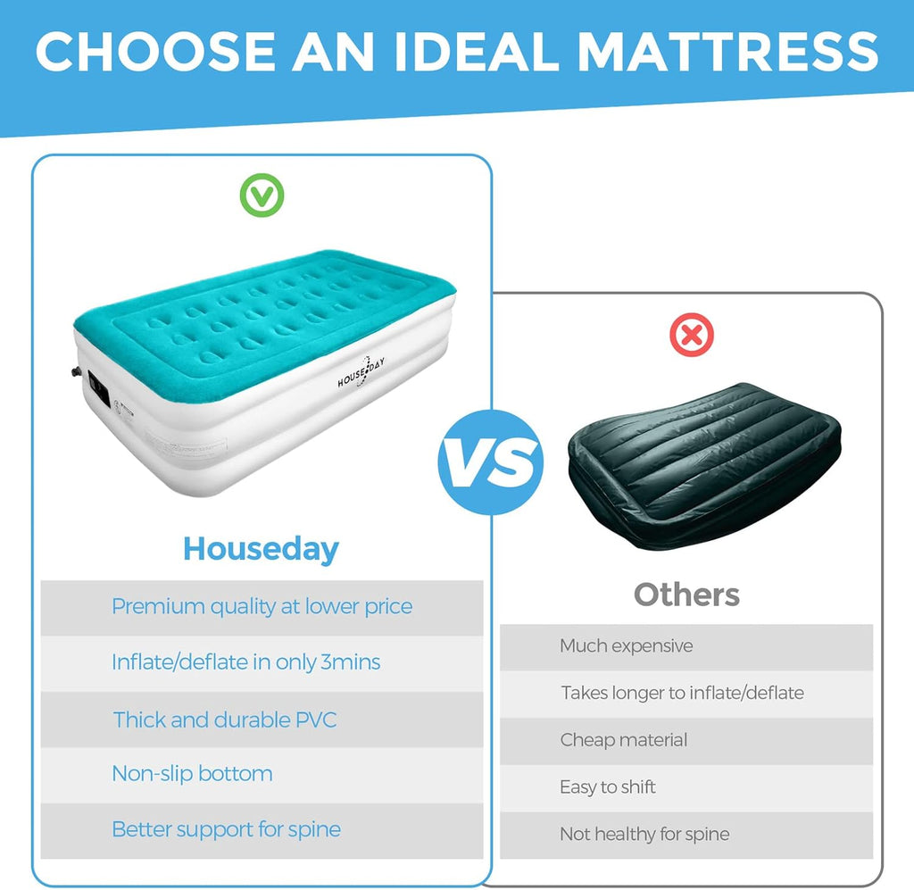 Twin Size Double-High Inflatable Air Mattress with Built in Pump R554