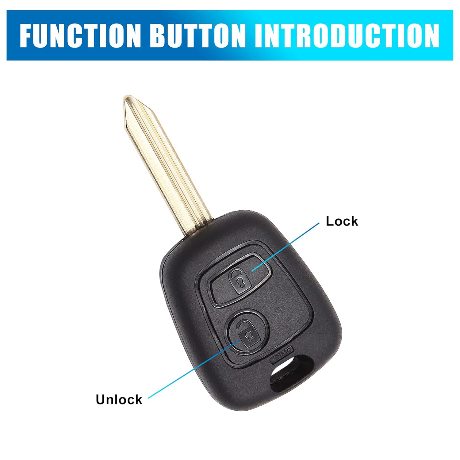 65pcs 2 Buttons Uncut Insert Key Fob Case Remote Control Shell for Citroen for Peugeot 106 206 306 107 207 307 Pack of 2 B57665