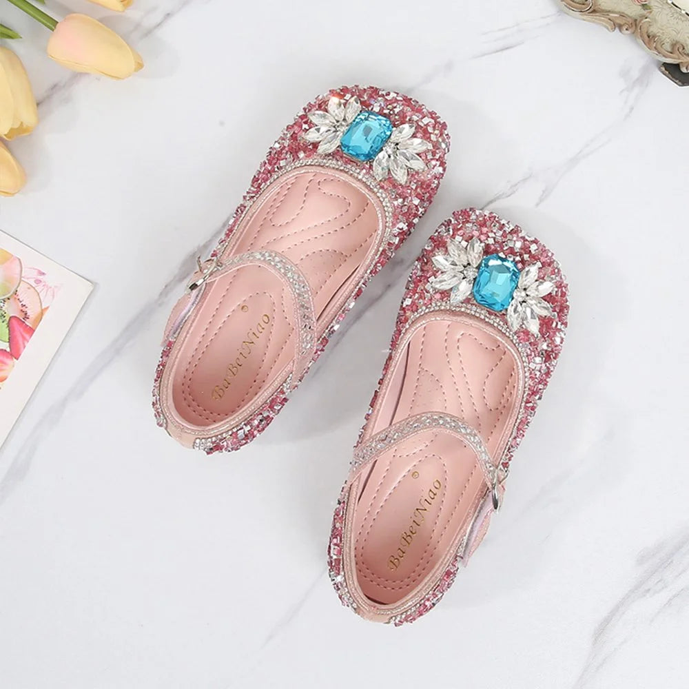 Snowflake Glitter Pink Princess Shoes for Kid K65232