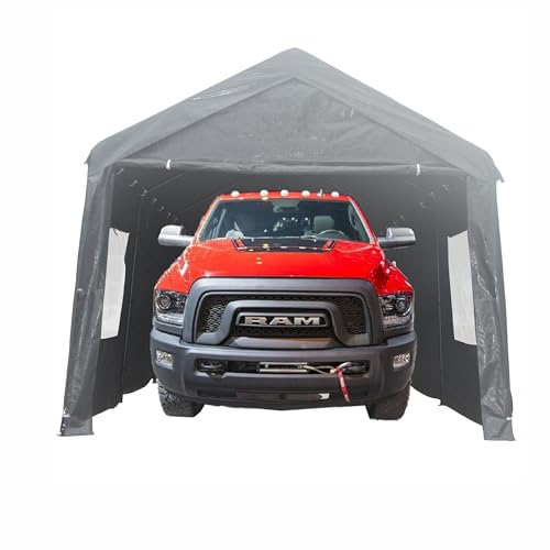 Grey Heavy Duty Portable Carport Canopy with Sidewalls N229303