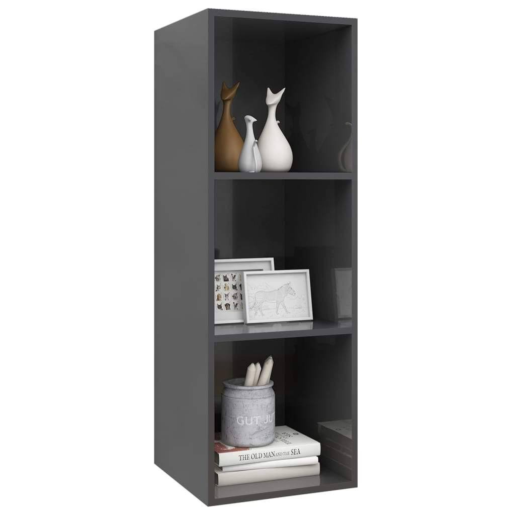 High Gloss Gray Wall-Mounted TV Cabinet Chipboard M462382