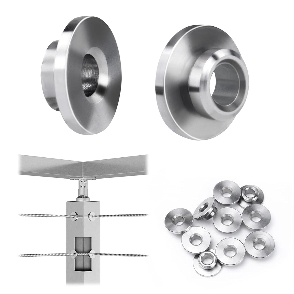 20Pack Cable Railing Kit 1/8 5/32 3/16 Wheel Protective Protector Sleeves for PT1 Metal Posts Wire Rope Level Deck Washer Insert Plug T316 Stainless Steel CR90, CP3 Pack of 2 K788