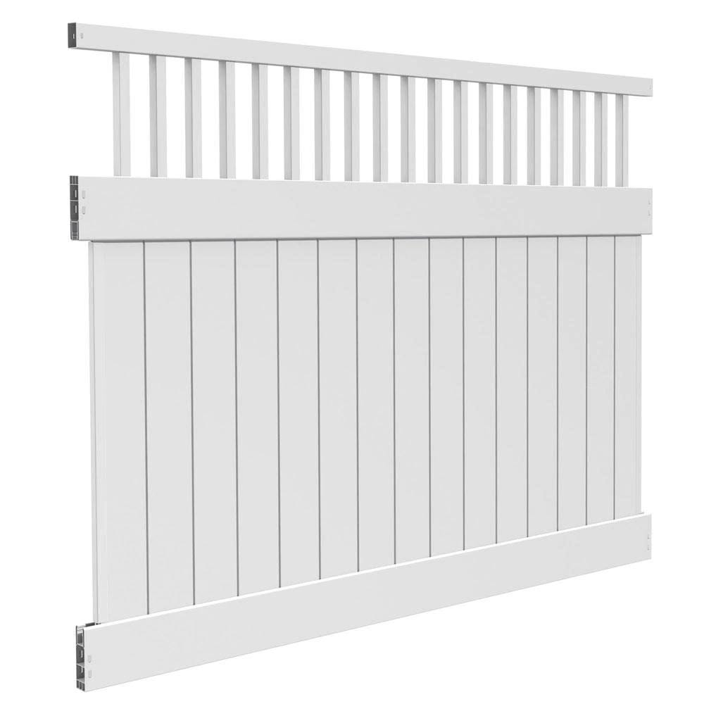 White Vinyl Closed Picket Top Fence Panel Z845606
