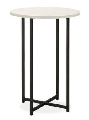 White Round End Table with Quartz Top X652695